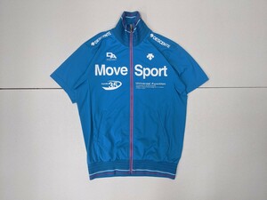 18．DESCENTE デサント Move Sport ジャージ 半袖ブルゾンジャケット ドライトランスファー DAT-1105 メンズM ピーコックブルー系 x401