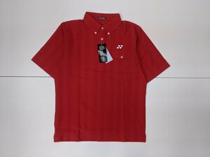 16. unused tag attaching YONEX Yonex button down polo-shirt with short sleeves Golf wear static electricity prevention men's M red white x403