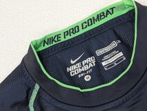 12．NIKE PRO COMBAT ナイキプロコンバット DRI-FIT 速乾 メッシュ 半袖インナーシャツ アンダーウェア メンズM 黒緑x405_画像3