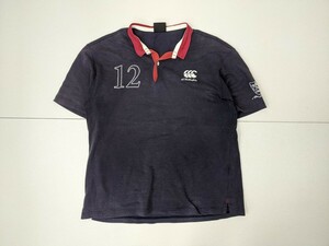 4．大きいサイズ カンタベリー CANTERBURY 鹿の子 半袖ラガーシャツ ラグビー　ポロシャツ メンズ3L ネイビー白赤 x402