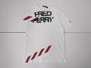 6.90s Fred Perry FRED PERRY hit Union design Logo short sleeves T-shirt men's M eggshell white black ...x409