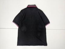 13．英国製 フレッドペリー FRED PERRY 鹿の子 リブライン 半袖ポロシャツ イングランド製 101㎝ 40”　黒グレーピンク x406_画像2