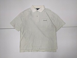 12. сделано в Японии Burberry Golf BURBERRY GOLF окантовка рисунок рубашка-поло с коротким рукавом мужской M слоновая кость серый x410