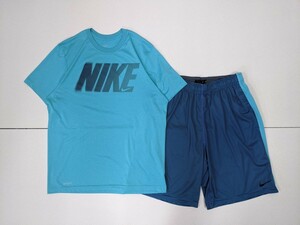 9．2点 NIKE ナイキ DRI-FIT 速乾 半袖Tシャツ ハーフパンツ ショートパンツ メンズXL/L エメラルドグリーン系青緑系青黒x410
