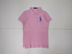 4.POLO RALPH LAUREN Ralph Lauren big po knee deer. . polo-shirt with short sleeves SKINNY POLO lady's M pink light blue x407