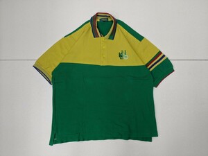 10．状態良好 KENZO GOLF 90s ヴィンテージ 日本製 オールド ケンゾーゴルフ ロゴ カラフル 半袖ポロシャツ サイズ４　緑黄色青赤 x507