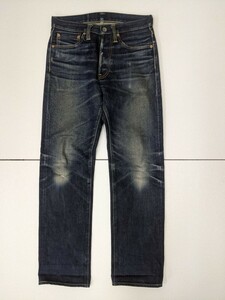 18．Works 日本製 IRON HEART 14oz IH-634S-14 隠しリベット 鬼ひげ ハチノス 赤耳デニムジーンズ W29L36　ネイビー y204