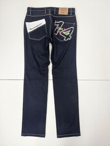 9．マンシングウェア MUNSING WEAR LOT 004 SG8179 バックデザイン ロングゴルフパンツ サイズ82 ネイビー緑ピンク x401