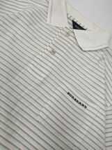 12．日本製 バーバリーゴルフ BURBERRY GOLF ボーダー柄 半袖ポロシャツ メンズM アイボリーグレーx410_画像6