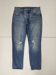 1．リーバイス LEVI'S 501CT WPL423 USED加工 ボタンフライ デニム パンツ ジーンズ アメカジ レディースW25L32　ネイビーy501