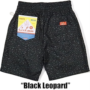 Mサイズ COOKMAN ブラック レオパード クックマン シェフショートパンツ Chef Pants Short Black Leopard ヒョウ柄 黒色