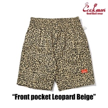 Lサイズ COOKMAN レオパード フロントポケット クックマン シェフショートパンツ Chef Pants Short Front pocket Leopard Beige_画像3