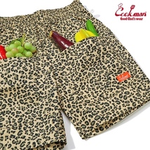 Lサイズ COOKMAN レオパード フロントポケット クックマン シェフショートパンツ Chef Pants Short Front pocket Leopard Beige_画像5