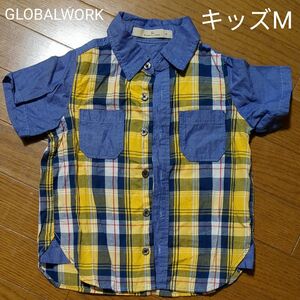 GLOBAL WORK 半袖 チェック シャツ キッズサイズM