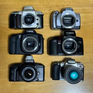 ジャンクカメラ6台セット Canon EOS 10D・100・Kiss 5・Nikon F60・PENTAX MZ-7・Kyocera 210-AF フィルム 一眼 カメラ 一部レンズ付属