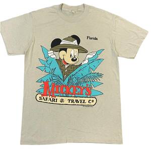 80s USA製 Safari & Travel Co Mickey サファリ ミッキー グラフィック Tシャツ M 半袖 Disney Florida Mickey Mouse ヴィンテージ