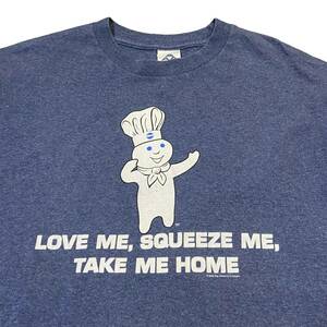 00s Pillsbury Doughboy Tシャツ L ブルー ドゥーボーイ ピルズベリー キャラクター 企業 LOVE ME SQUEEZE ME TAKE ME HOME ヴィンテージ