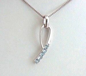 【Мартовский камень】 Ожерелье из 5 камней из высококачественного серебра из натурального аквамарина