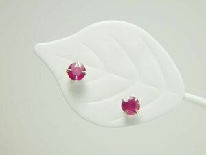  free shipping [7 month birthstone ] platinum natural ruby 3.5mm earrings 