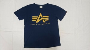 【 ALPHA INDUSTRIES / アルファインダストリーズ・ロゴTシャツ・ネイビー・LARGE・USED】