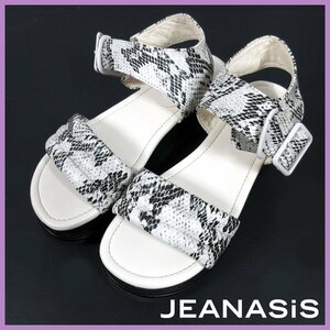 v*JEANASiS( Jeanasis )* python print thickness bottom sandals *M size * white × black * lady's sandals 