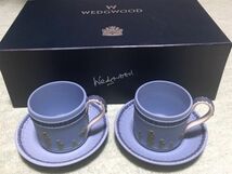 ◎ウェッジウッド 3色ジャスパー 白いハンドルのカップとソーサー２客セット◎ｒ元箱付_画像8
