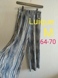 used Luique M W64-70 プリーツ パンツ ワイドパンツ ウエストゴム ストライプ