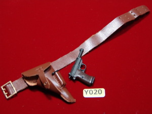 [ small yellow 020 ]1/6 doll parts : Manufacturers un- details WWII Germany army belt &P38. gun [ long-term storage * junk treatment goods ]