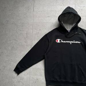 champion チャンピオン プリントロゴ プルオーバー パーカー ブラック L