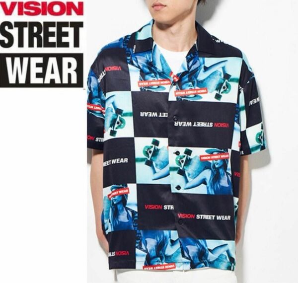 VISION STREET WEAR スケーターガール 総柄半袖シャツ Mサイズ