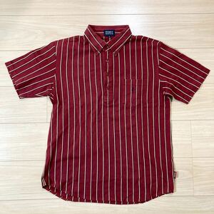 PEARLY GATES パーリーゲイツ ゴルフウェア ボタンダウンシャツ 半袖シャツ サイズ4(168〜176) ストライプ ワインレッド