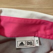 adidas GOLF アディダスゴルフ ゴルフウェア 長袖シャツ ボタンダウンシャツ ポロシャツ Lサイズ ダークグレー ピンク 白_画像4