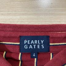 PEARLY GATES パーリーゲイツ ゴルフウェア ボタンダウンシャツ 半袖シャツ サイズ4(168〜176) ストライプ ワインレッド_画像5