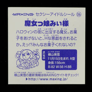 魔女っ娘みぃ様 セクシーアイドルシール 06 MAXING 横山美雪 DVD初回特典 マイナーシールの画像2