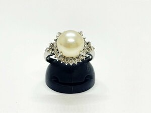 ◆◆【ダイヤモンド】Pt900 プラチナ900 メレ ダイヤ 0.38ct リング 指輪 12号 パール 真珠 デザイン チェッカー反応確認済み oi ◆◆