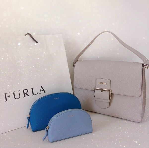 【3点セット】フルラ バッグとポーチ　FURLA ハンドバッグ　ショルダーバッグ　量産型　誕生日　通勤　通学　大学生　社会人　OL