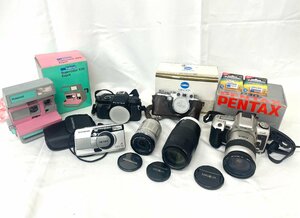 [中古品] フィルムカメラ・レンズ 7点セット MINOLTA Sweet/Pentax P30 N/Nikka 3-F/OLYMPUS OZ 105 R/ポラロイド等...〈送料別〉AD0119