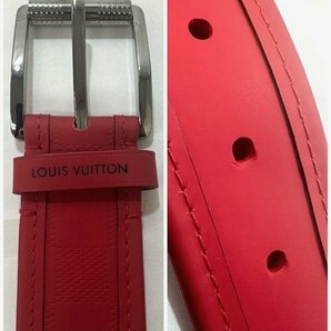 【中古品】ヴィトン LOUIS VUITTON ベルト 赤×シルバー ラバー【送料別】FN0707の画像2