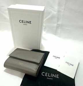 【中古品】セリーヌ　CELINE　二つ折り財布　カーフ　グレー系【送料別】FS0040