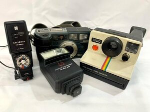 【中古品/動作未確認】(4点set)カメラ[KonicaLENS28 WB/POLAROID 1000] NATIONAL オートパナ PE-2800/ストロボ A-20 SS【送料別】TD0569