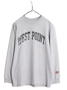 90s USA製 WEST POINT プリント 長袖 Tシャツ メンズ M 古着 90年代 オールド ミリタリー ロンT ロゴT ヘビーウェイト ロングスリーブ 軍物