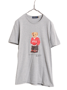 ポロベアー ポロ ラルフローレン プリント 半袖 Tシャツ メンズ レディース M / 古着 キャラクター 半袖Tシャツ シングルステッチ グレー