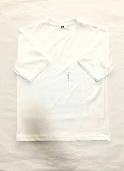 ユニクロ　エアリズムコットンオーバーサイズTシャツ五分袖　メンズ　ホワイト　L