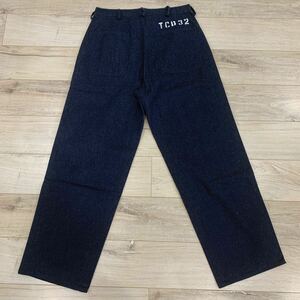 新品未使用 W32 ※TCBにて裾上げ済みTCBジーンズ USN デッキパンツ デニム TCB jeans Seamens Trousers ネイビー シーメンズトラウザー