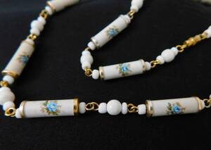  Vintage blue rose. .... old wonderful white tube type beads. 1 ream necklace postage 120