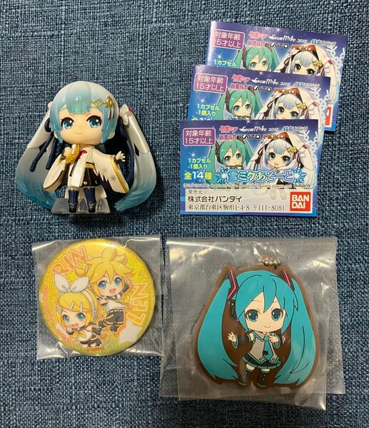 初音ミク　雪ミク　あそーと　2018 ビックサイズフィギュア　A賞　ラバーマスコット　缶バッジ