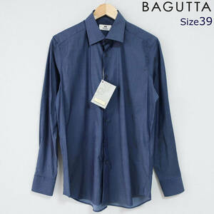 新品 BAGUTTA バグッタ メンズ ストレッチ ドレスシャツ シャンブレーシャツ ダンガリー デニム 春夏 長袖 ネイビー 青 39 Mサイズ Lサイズ