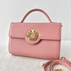 1 иен ~* очень редкий HANAE MORI - na emo li2way Circle Logo ручная сумочка сумка на плечо цепь кожа Gold металлические принадлежности розовый персик цвет 