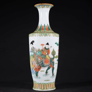 【安】清時代 大清咸豊年製 粉彩人物紋瓶 共箱 唐瓷 染付 古陶瓷 古美味 中国