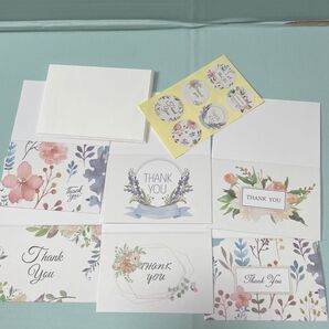 メッセージカード 6枚 礼状 花柄 手紙 メモ プチギフト 厚紙 封筒 シール レターセット ミニ サンキューカード